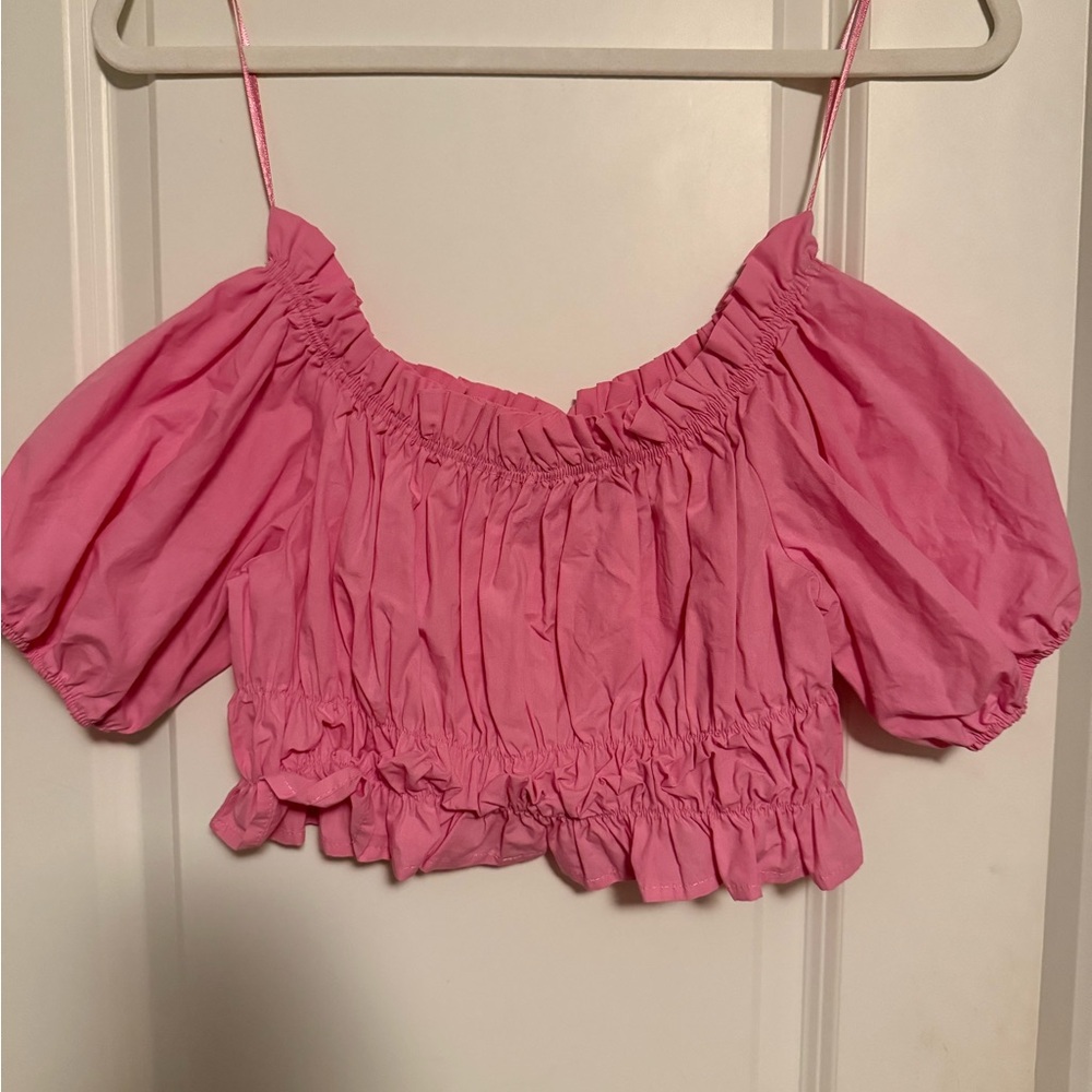 Zara Pink Off-Shoulder Women's Top